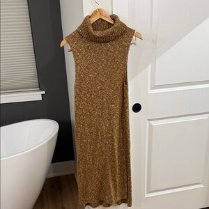 Anthropologie Tan Sleeveless Turtleneck Dress